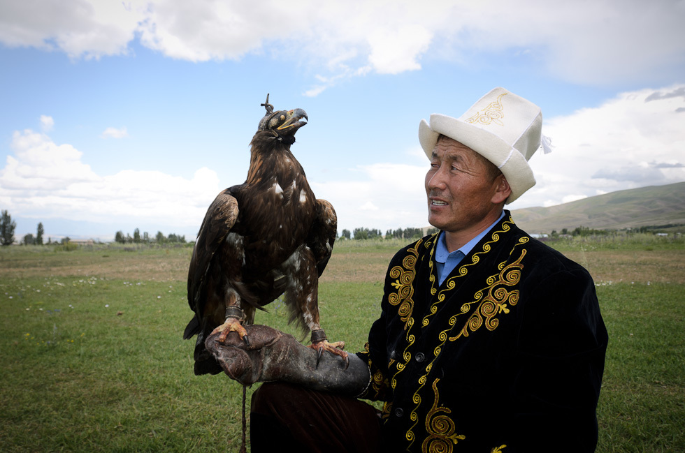 Talgar Shaibyrov, falconer, resident of Bökönbayev village, Ysyk-Köl region